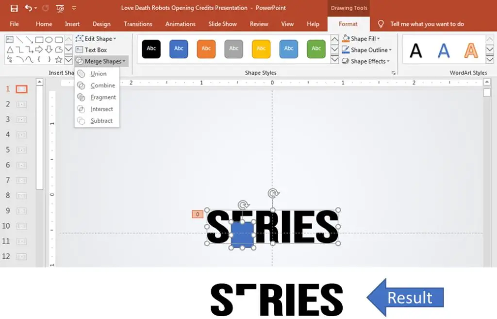 Merge Shapes - Subtract Command in PowerPoint