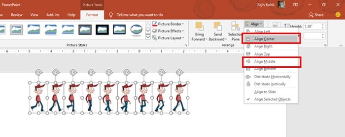 Alignment Options - Format Tab in PowerPoint