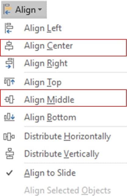 PowerPoint Alignment options