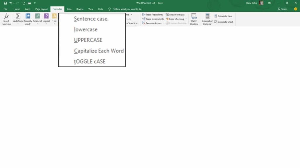 Change Case of Text in Microsoft Excel