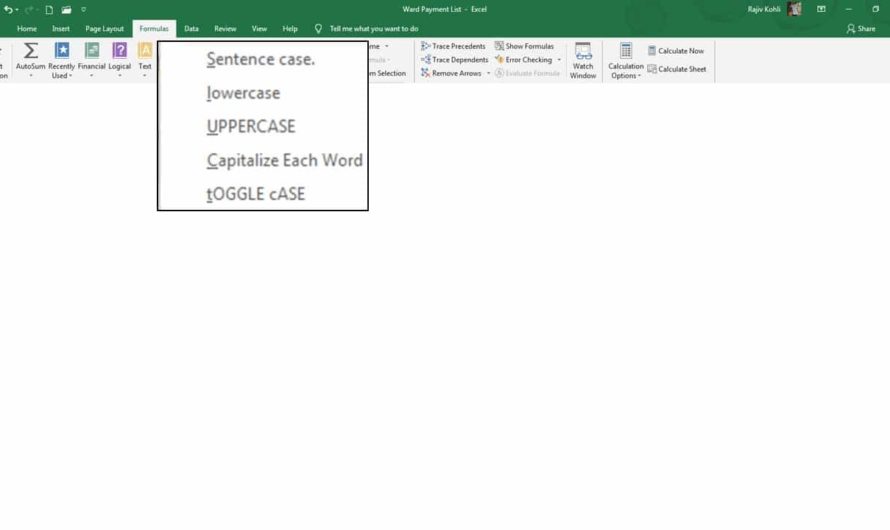 How To Change Case in Microsoft Excel 2016 / 2019 Tutorial