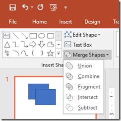Merge Shapes command in PowerPoint