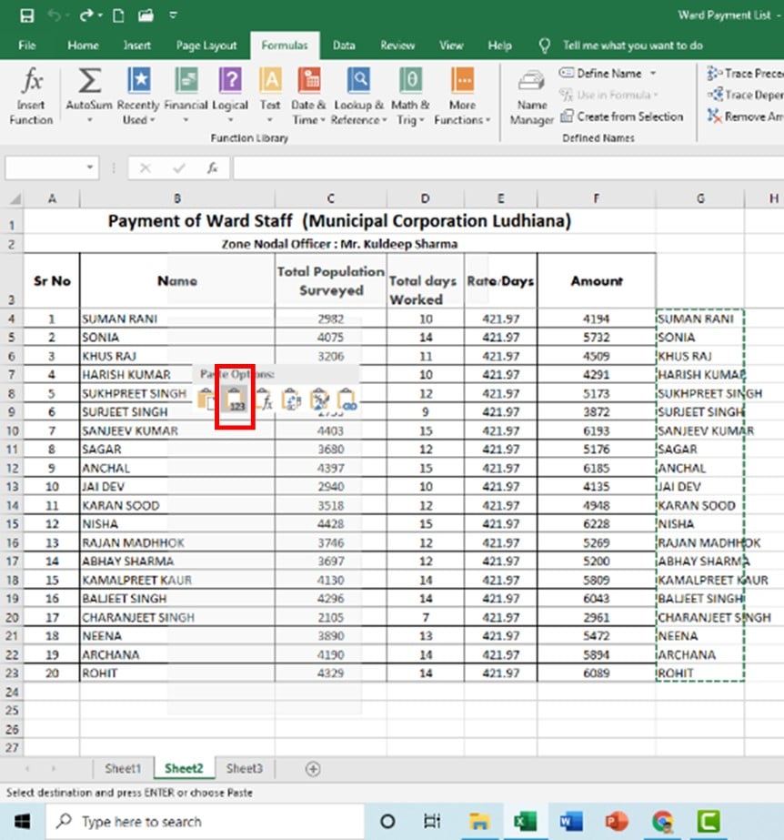 Paste As Value in Microsoft Excel