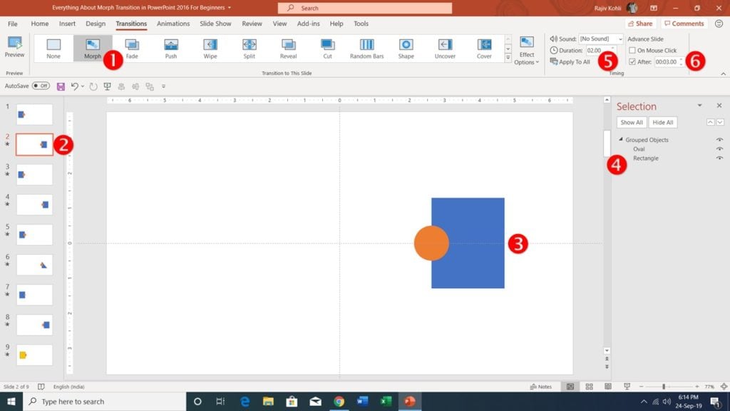 Morph Transition in Microsoft PowerPoint 2016 / 2019
