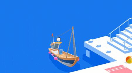 3D Boat Animation in PowerPoint GIF