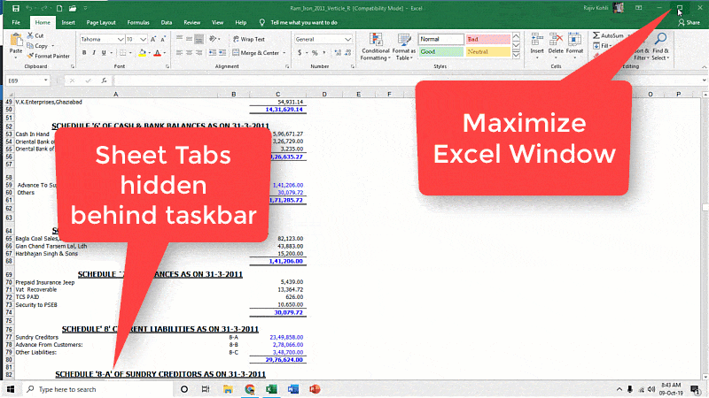 Excel Sheet Tabs Hidden Behind Taskbar