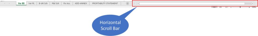 Horizontal Scroll Bar in Excel