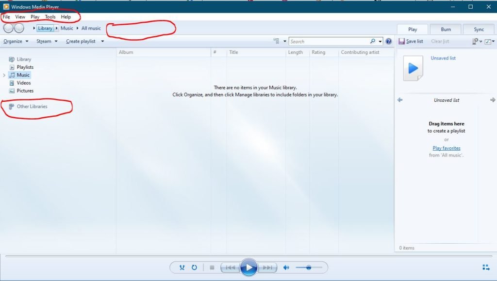 Windows Media Player 12 Interface