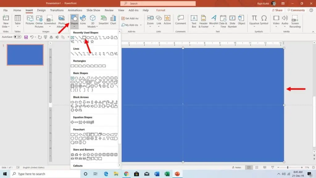 How To Insert A Shape in Microsoft PowerPoint