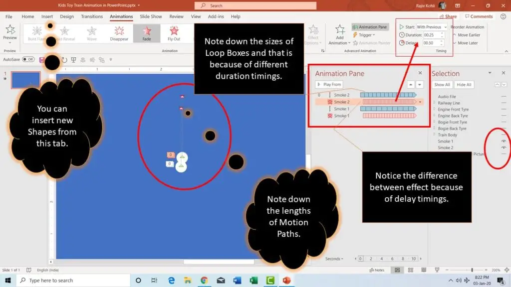 Short Smoke or Bubble kind of animation effect in PowerPoint