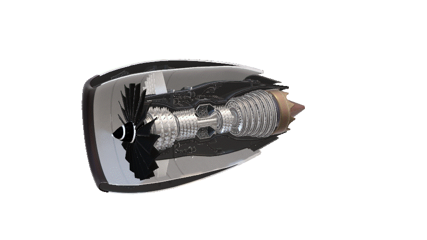 3D Jet Engine Model Animated PowerPoint GIF