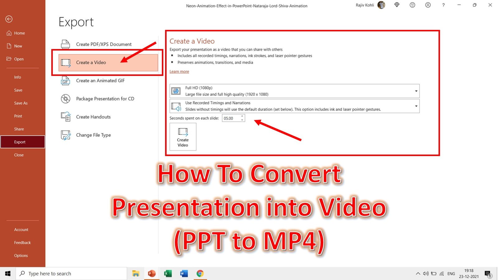 save powerpoint presentation as mp4