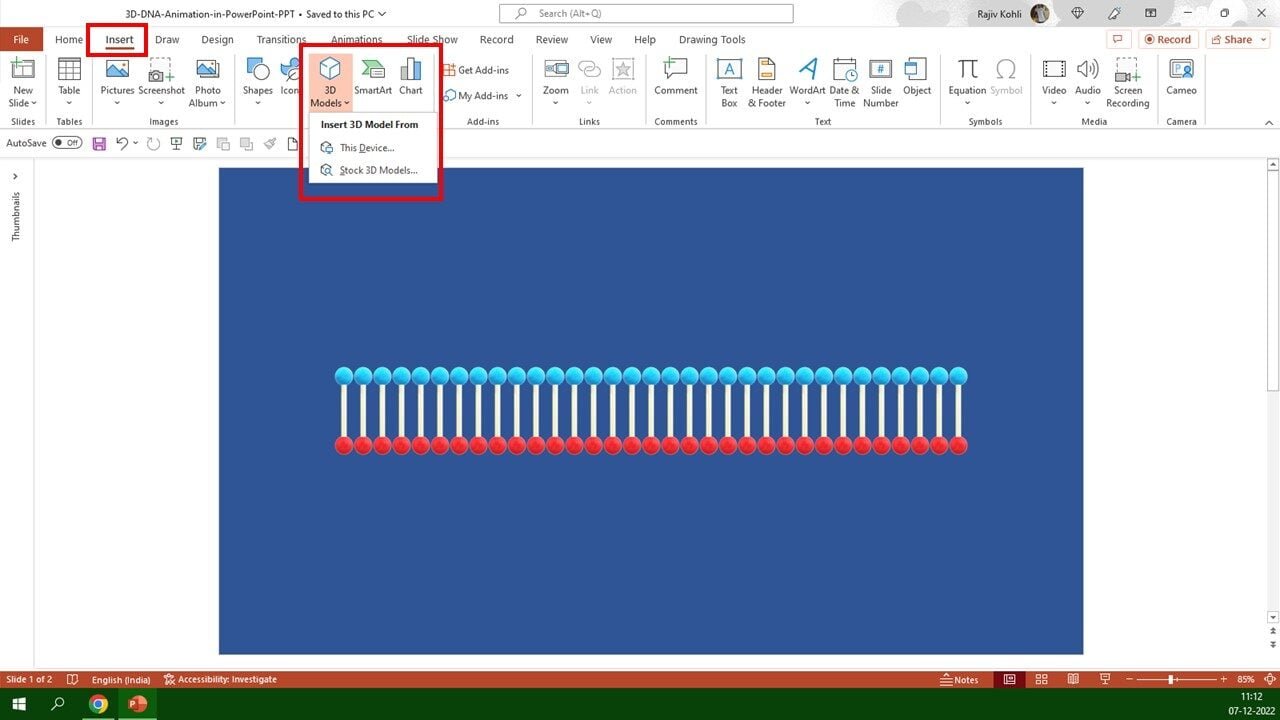 Insert Tab - 3D Models in PowerPoint