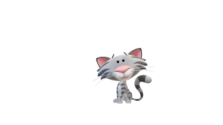 3D Cat Model Animated PowerPoint GIF Scene 1