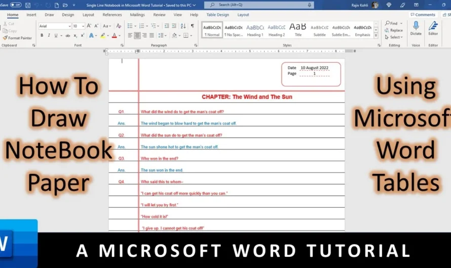 Create an A4 Single Line Notebook Design in Microsoft Word