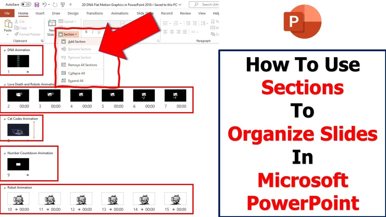 How To Use Sections in Microsoft PowerPoint Tutorial | Slide Management