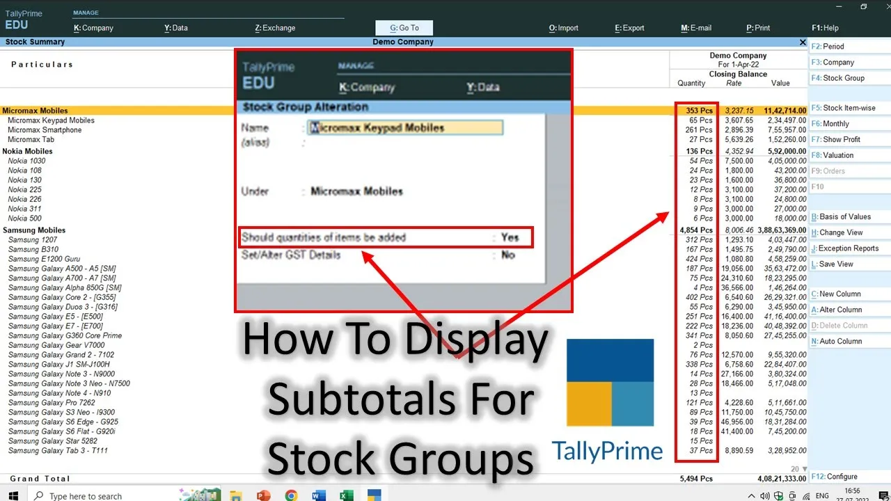 How To Use Subtotals in Tally Prime & Tally ERP 9
