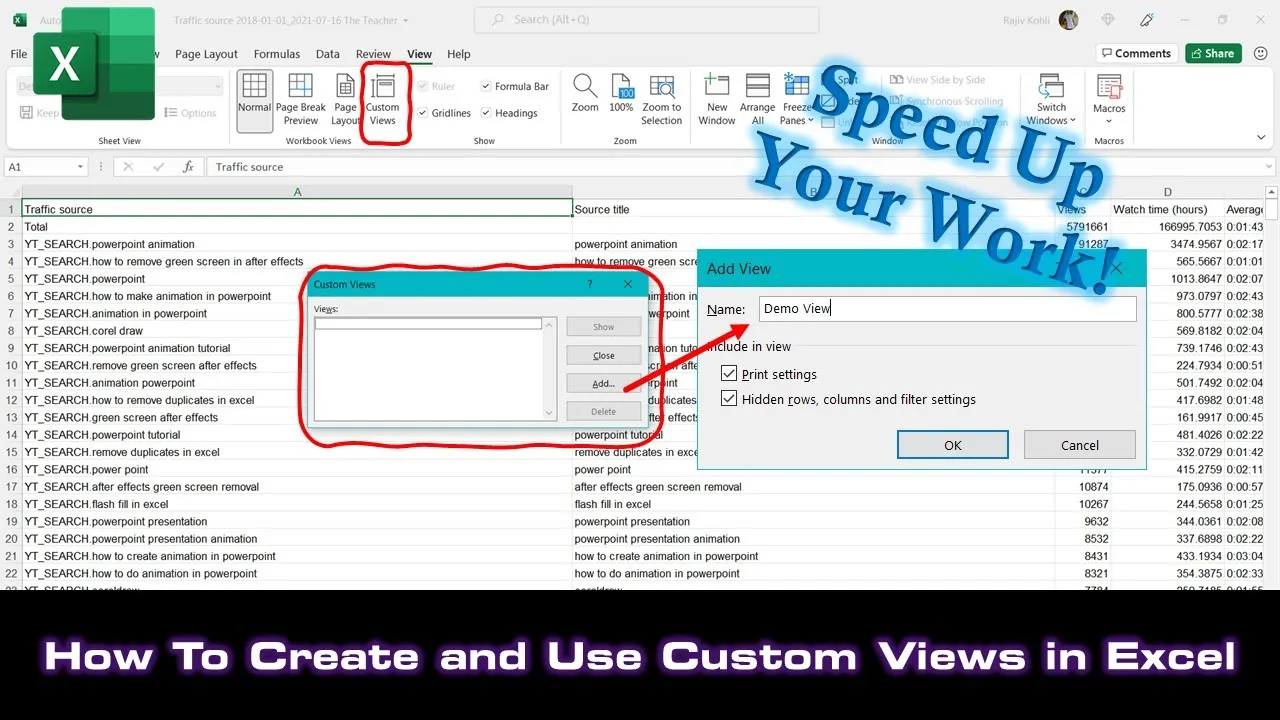 Custom Views in Microsoft Excel