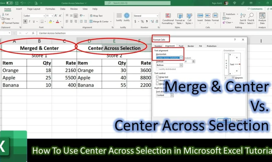 Center Across Selection vs Merge and Center in Excel