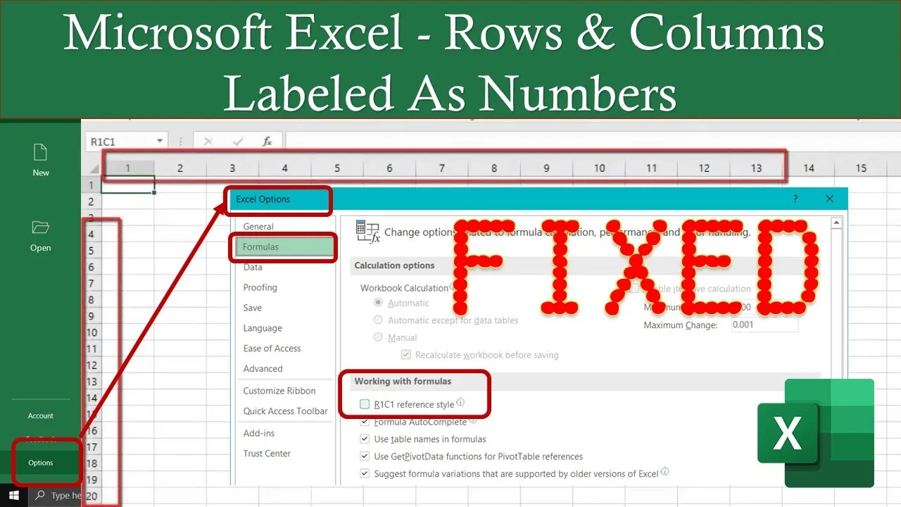Microsoft Excel Rows and Columns Labeled As Numbers in Microsoft Excel Tutorial