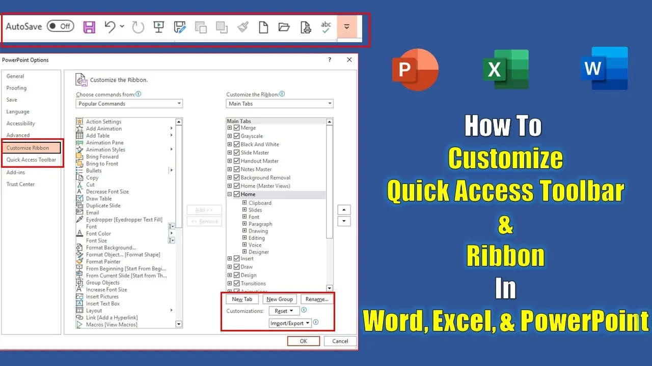 Personalizing Quick Access Toolbar and Microsoft Office Ribbon