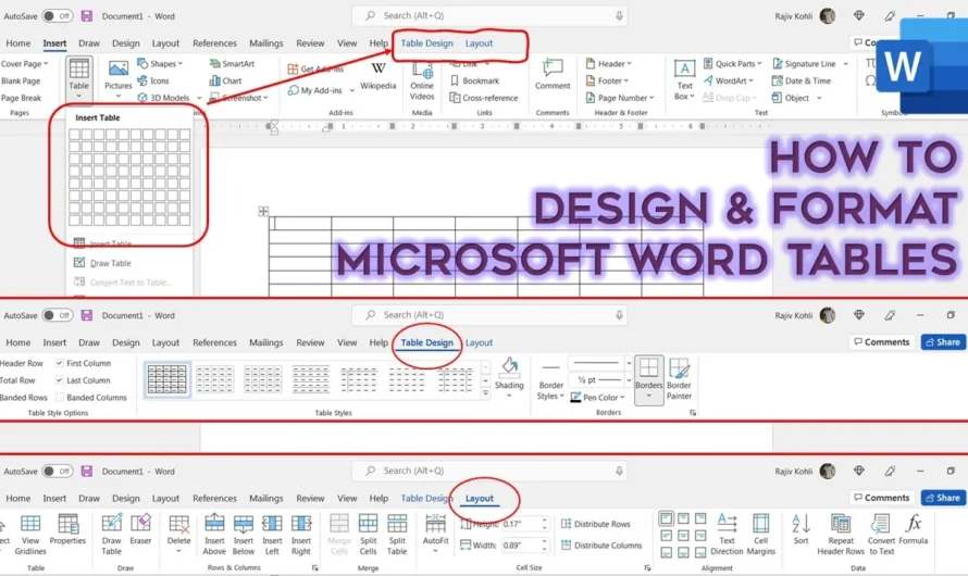 How To Design and Format Tables in Microsoft Word Tutorial – Lesson 10