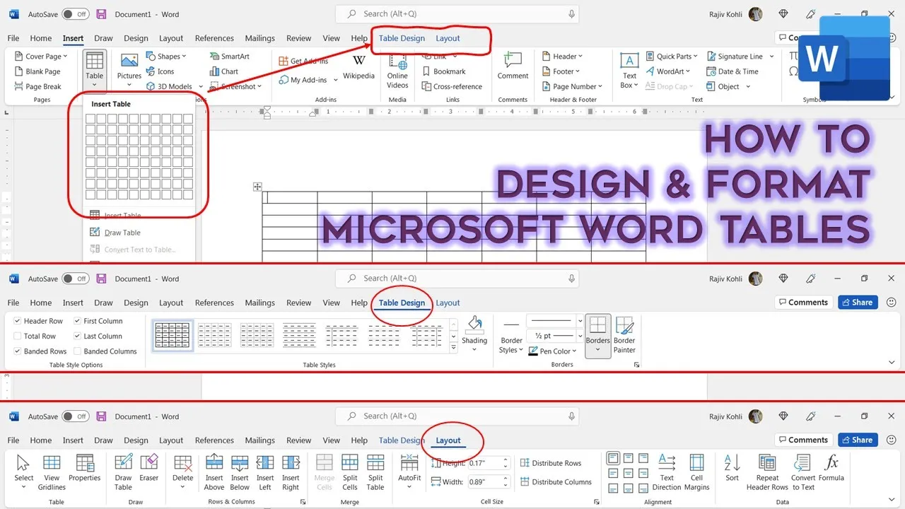 Format Tables in Microsoft Word Tutorial