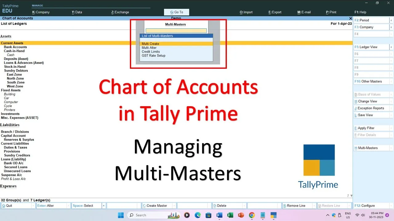 How To Create Multiple Ledgers and Groups in Tally Prime