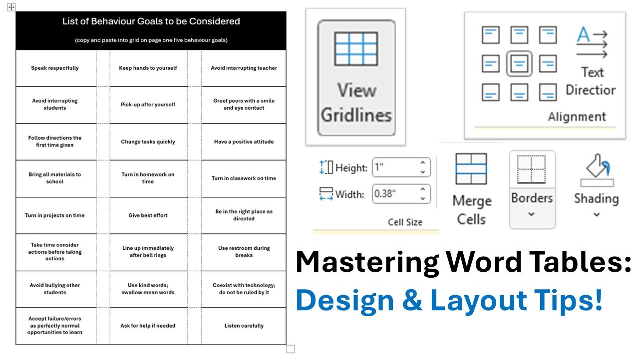 Table Design in Microsoft Word